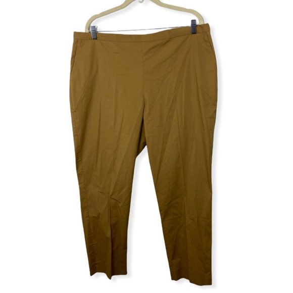 NWT Eileen Fisher Organic Cotton Poplin Tapered Pant Chestnut Brown Size 18 New